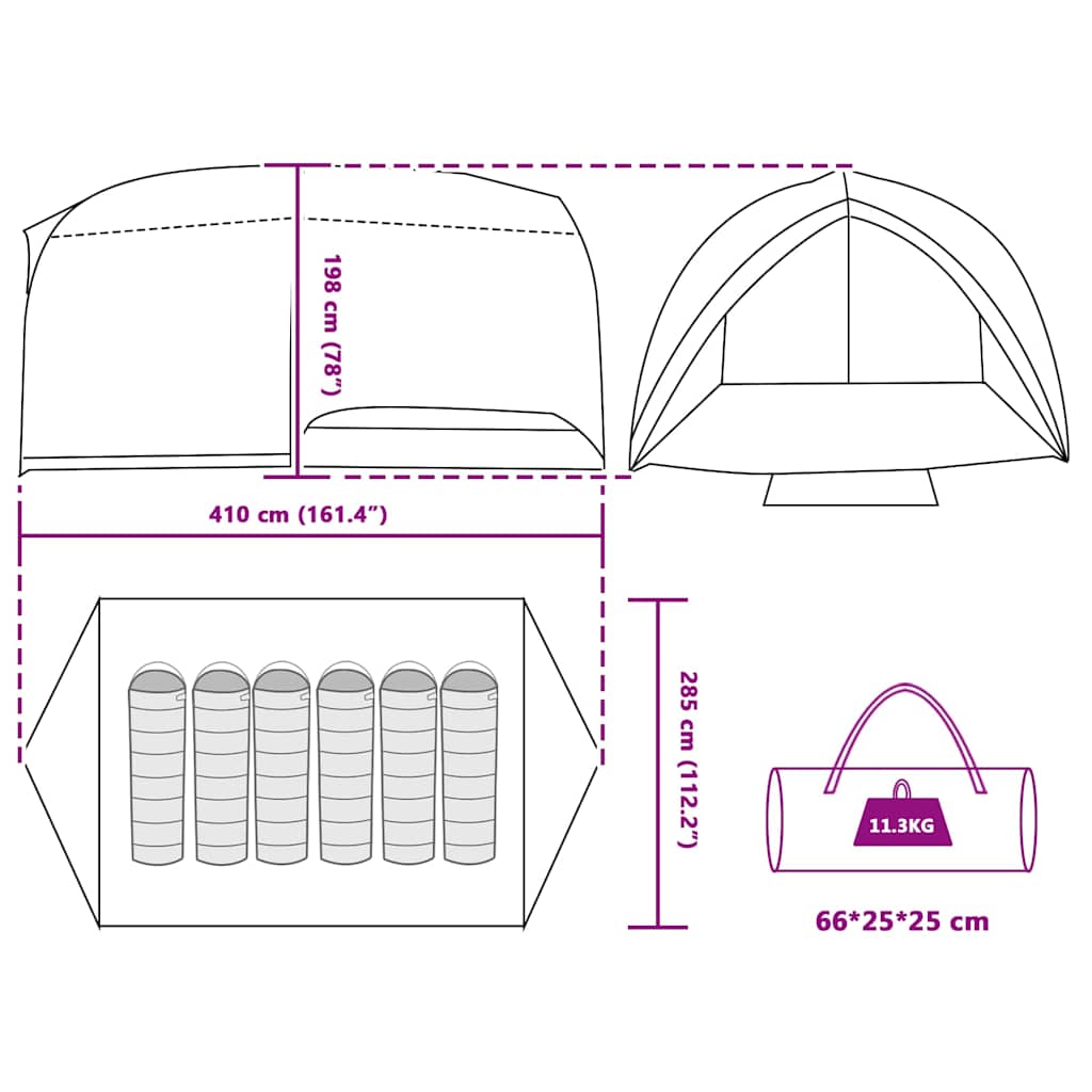 Tunnel Tent with Roof and Storage Blue 410 x 285 x 198 cm Taffeta