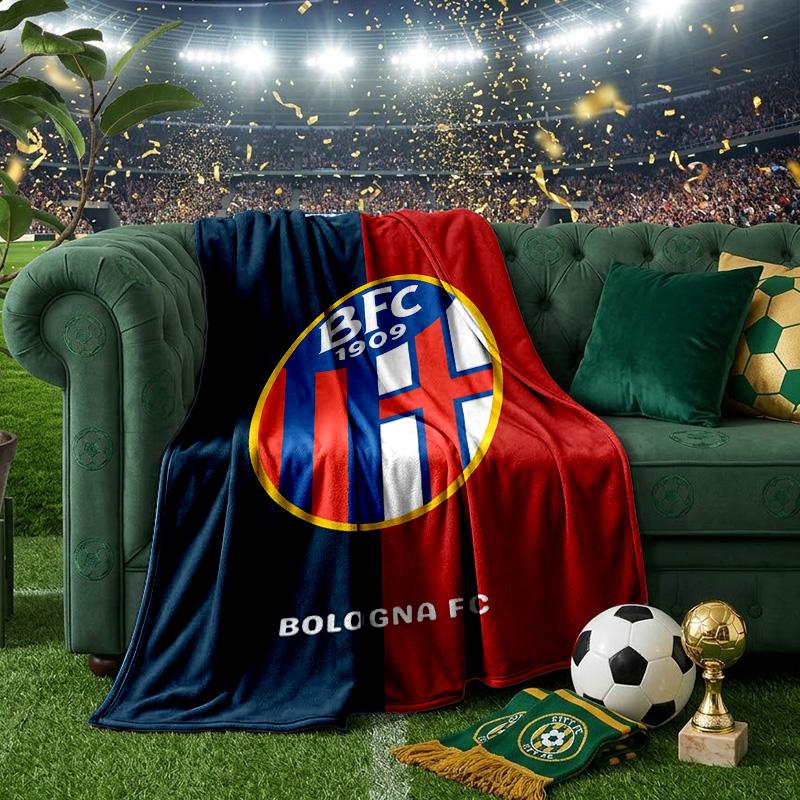Football Bologna Blanket Lightweight Ideal Bedding Blanket Perfect for Travel, Camping, Living Rooms, Offices, Sofas, Fan Christmas Gift