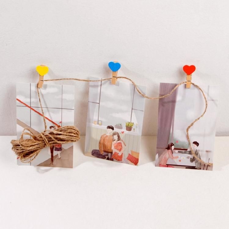 DIY Craft Wooden Clips Natural Wood Clothespins Love Heart 50pcs Colored Heart