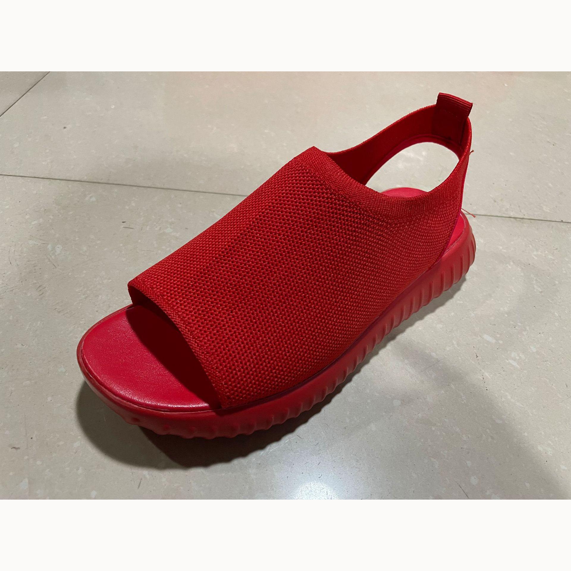 Женская летняя повседневная обувь 2025 года, легкие спортивные сандалии Fish Mouth Mesh, женские сандалии большого размера One-step 36 красный