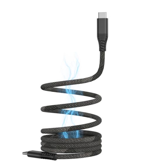 Customized 3A Fast Charging Type C-C 60W Durable Magnetic Eco-Friendly Data Cable for Mobile Phone Computer Camera 1 meter чёрный