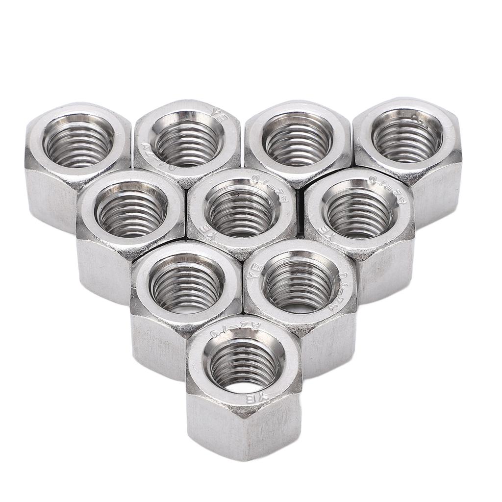 10Pcs Coupling Nut Hex M12 Stainless Steel Rod Connector Nut Female Thread Fastener