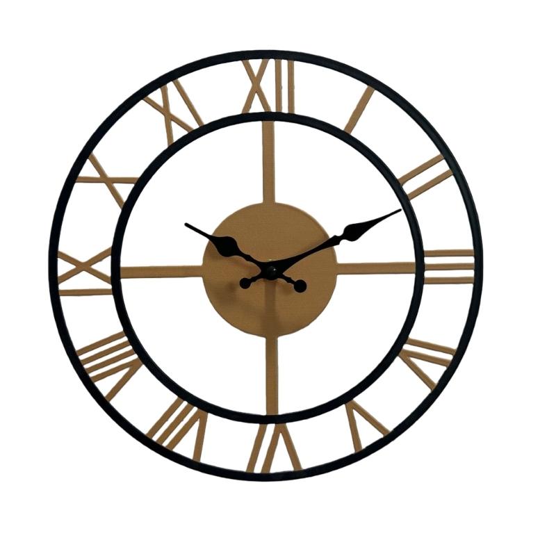 Large Arabic Roman Numerals Metal Wall Clock Quiet Movement Contemporary Styles Easy Installation For Indoor Space