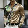 Men's Satin Paisley Printed Shirt Luxury Glossy Long Sleeve Casual Button Down Dress Shirts Nightclub Party Wear
