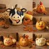 1Pc Funny Farm Animals Statue Farmhouse Pumpkin Figurines Pumpkin Table Ornaments for Autumn Halloween Thanksgiving Home Indoor