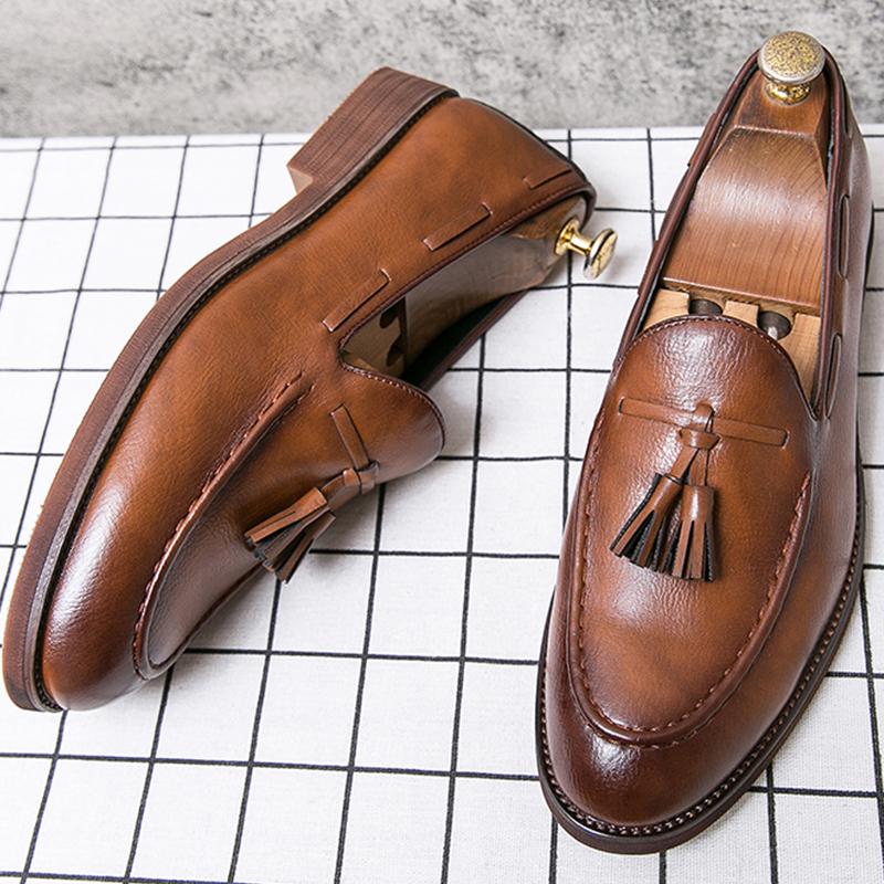 Fashion Shoes Cswo01 Men's Classic Dress Shoes Office Leather Shoes For Tassel Social Casual Business Shoes Loafers Cm