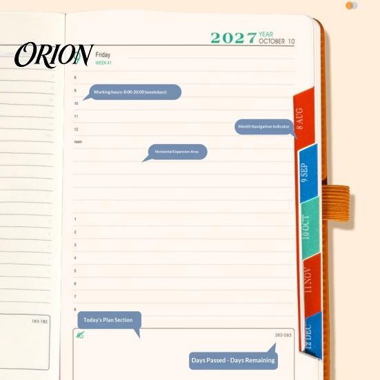Lined Writing Notebook for Notes 2027 English Weekly Planner A5, 320 Page Schedule with Elastic Monthly Index Productivity Band & Pen Holder,
