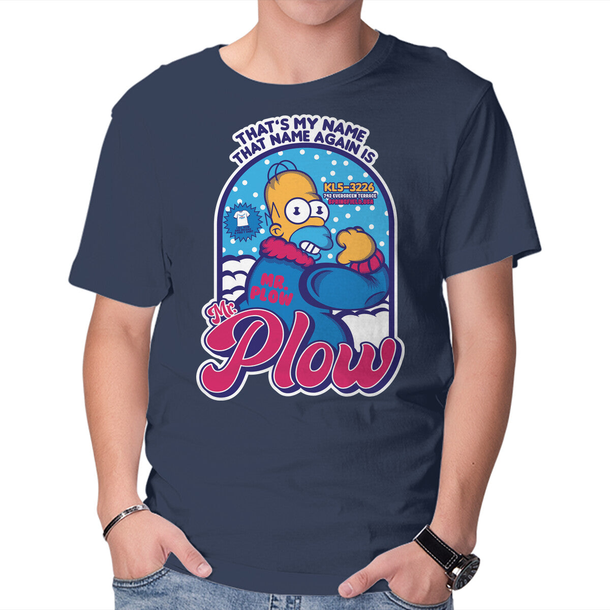 Unisex Crew Neck T-Shirt Mr. Plow Graphic Short Sleeve Casual Tee XXXL