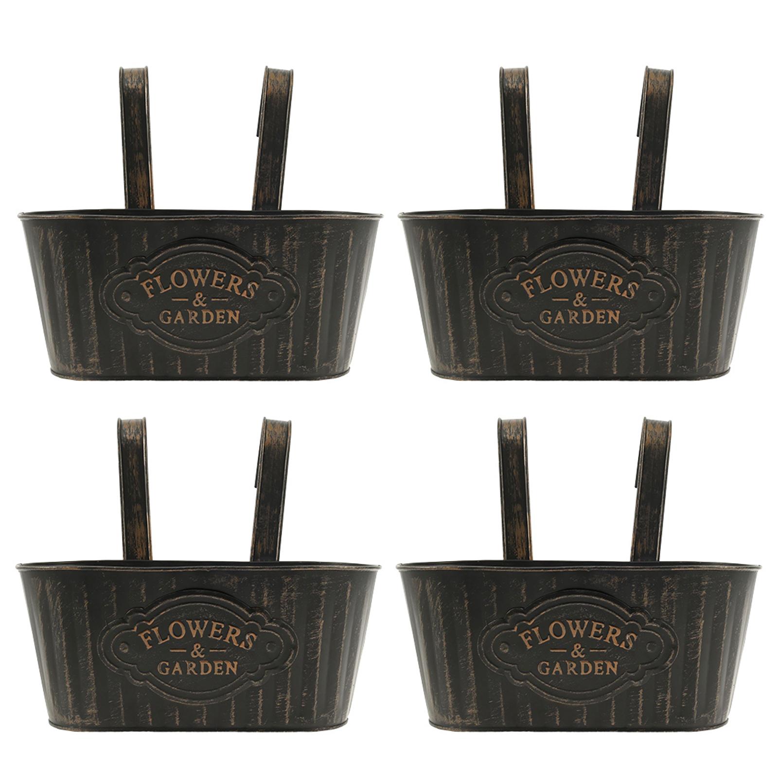 

4 шт. Подвесные кашпо Металлические железные цветочные горшки Палубы Перила Забор Ведра Наружное украшение для сада балкона