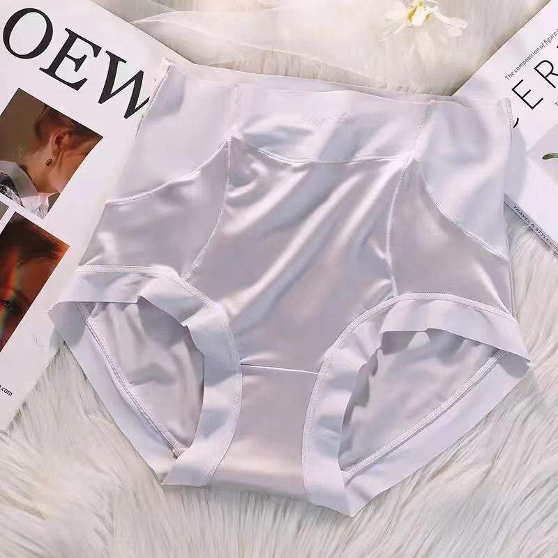 Majtki bezszwowe satynowe z wysokim stanem i kontrolą brzucha - Oddychające, uczucie nagości, wygodne, podnoszące biodra damskie majtki.