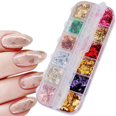 12 farger Neglefolieflak, Metallisk Krom Glitter Neglekunsttilbehør, Negledesign Dekorasjon