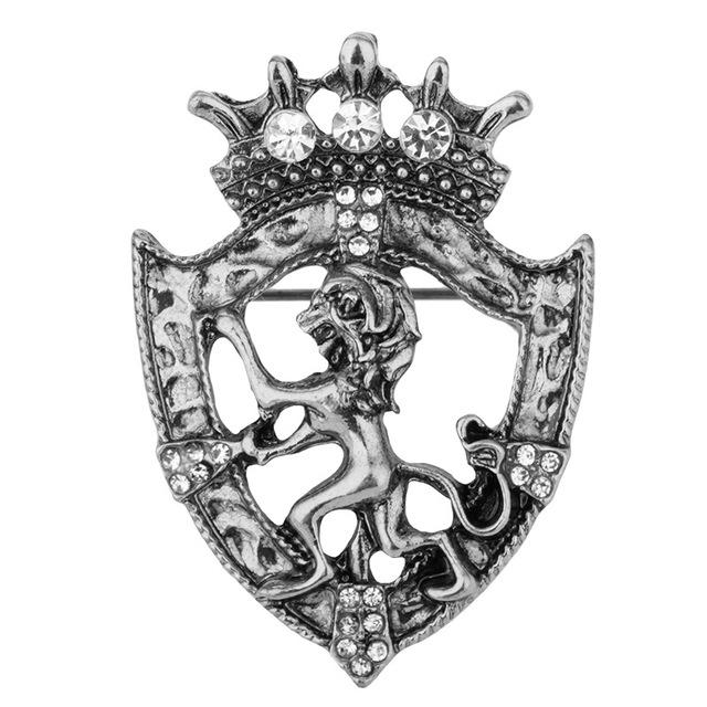 

Ретро Лев Кристалл Брошь Булавки Животное Корона На Лацкане Булавки Корсаж Мужская Рубашка Костюм Воротник Булавки Модные Украшения Одежда Аксессуары античная золотой