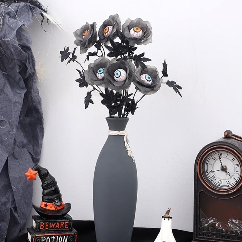 Halloween Plant Arrangement Realistic Flower Stem with Artificial Flower Eyeballs Leaf for Table Centerpieces Decoration