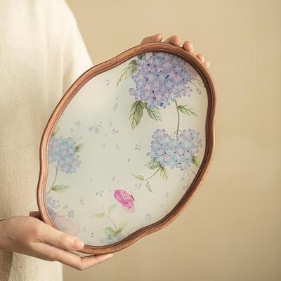 Hortensie Begonie Glas Tee Tablett