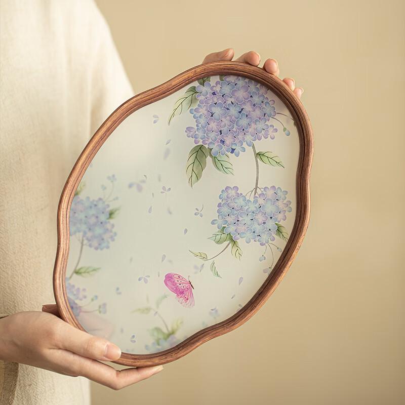 

Hydrangea Begonia Glass Tea Tray