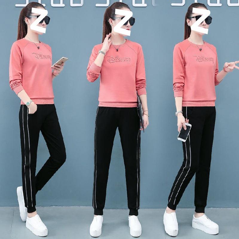 Embroidered Casual Sportswear Suit for Women Spring and Autumn Fashion Loose Plus Size Women's Fat Long Sleeve Two-piece Set