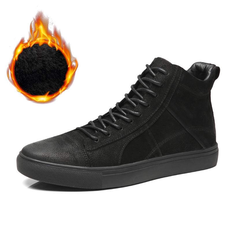 

Высокие мужские кроссовки, черные мужские повседневные туфли, зимние ботинки из натуральной кожи для мужчин, спортивные теплые кроссовки, роскошные ботильоны на плоской подошве 46