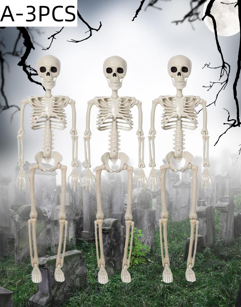 40CM Halloween Simulation Skeleton Hanging Plastic Human Skull Skeleton Can Stand Joints Movable Party Horror Props