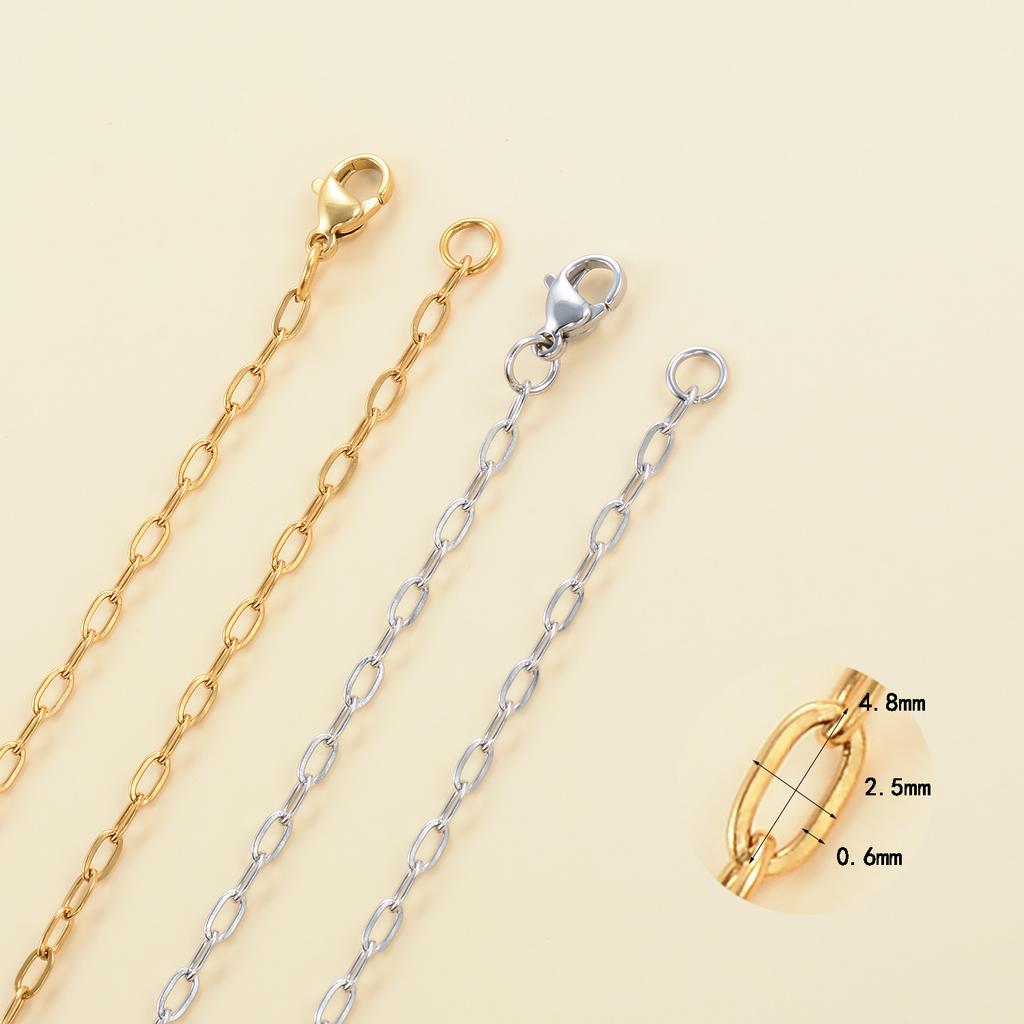 Polished Paper Clip Chain 2.5/2.7/4mm Stainless Steel Necklace Trendy Layering Choker Waterproof Jewelry Men And Women