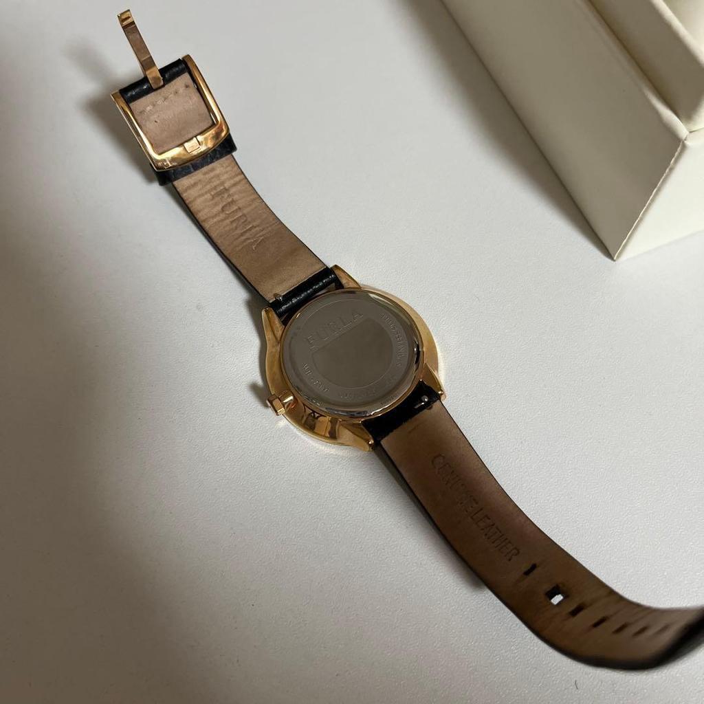 Used FURLA black gold analog watch