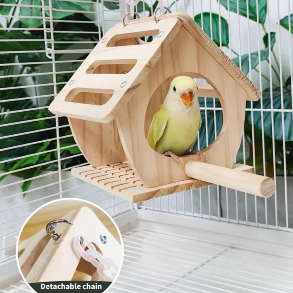 Dual Use Design Bird Hangs Houses Wood Breeding Box Birdhouse Bird Nest Garden