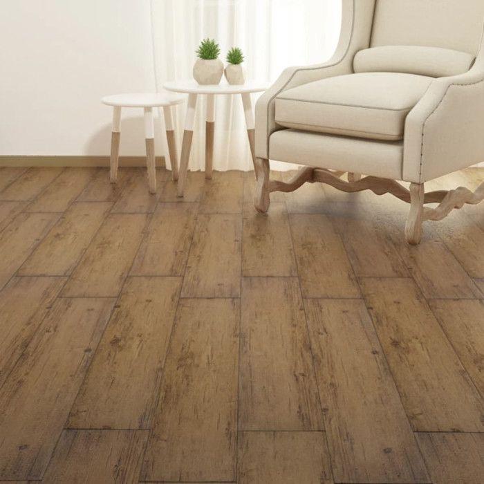 Planches de plancher PVC - vidaXL - Marron noyer - 5,26 m² - Résistantes à l'eau - Antidérapantes