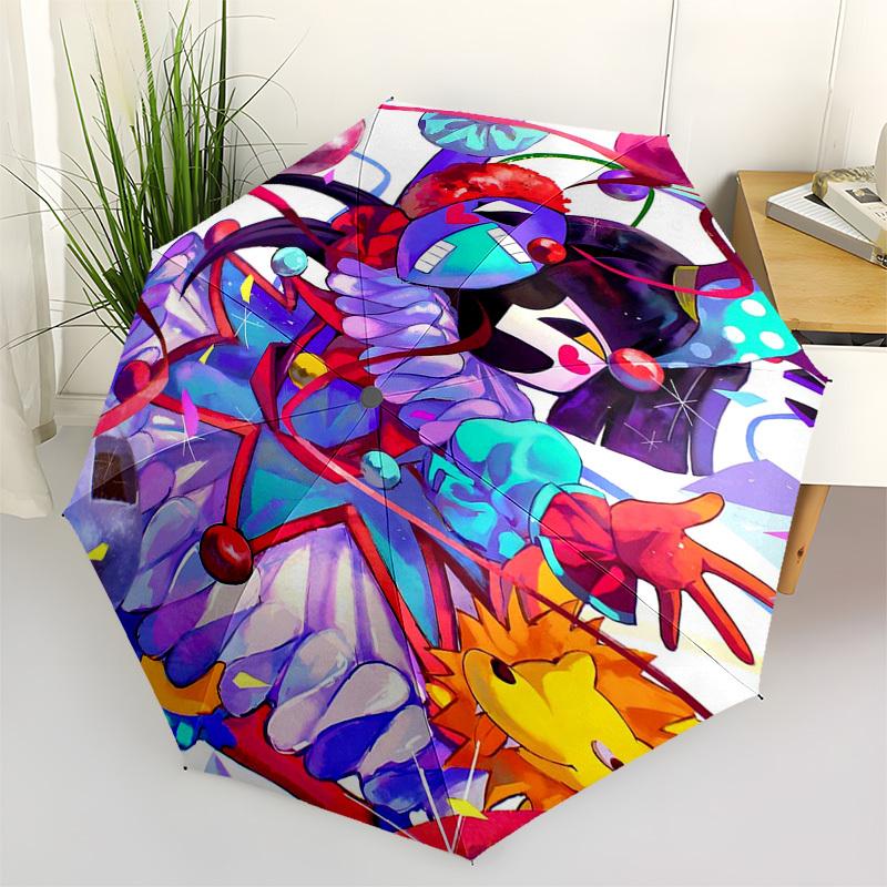 

1pc Clown Puppets Outdoor Umbrella - Automatic Opening/Closing, Portable 3-Fold Design with 8-Bone Iron Frame - Perfect Gift for Fans, Travelers, Dail