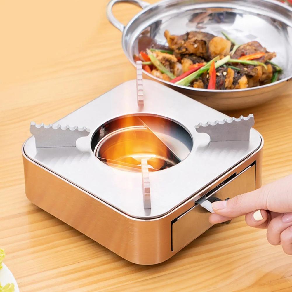 Ultralight Burner Stove Square Camping Furnace Cooker Tool Stainless Steel Alcohol Stove  Trip