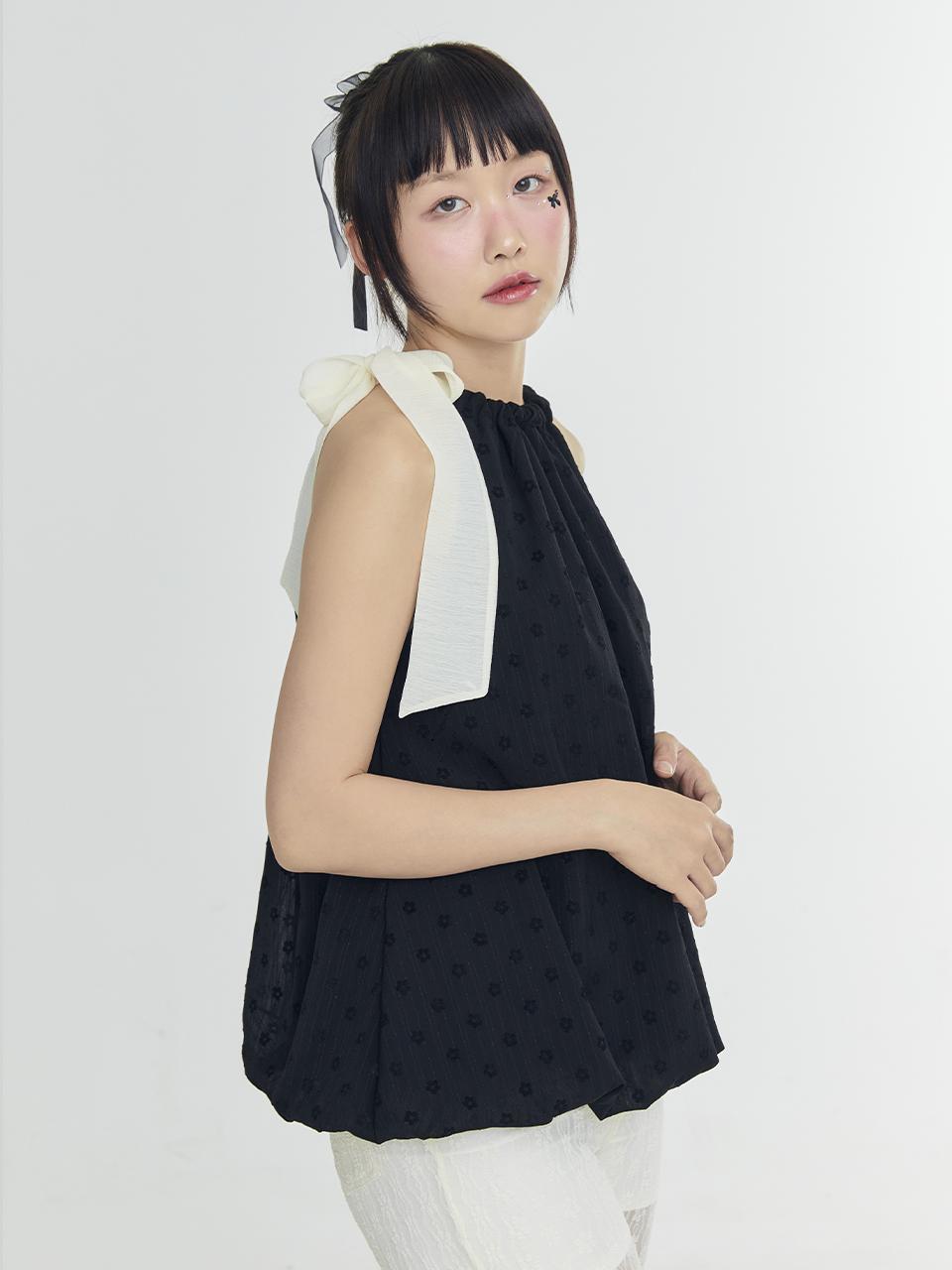 Adore Bell Halterneck Flower Blouse - Black Free