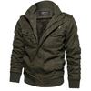 Men's Fleece Lined Cargo Jacket Stand Collar Multi Pocket Zip Up Winter Coat