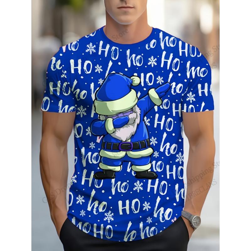 Fashion Mens Womens Christmas 3D Santa Claus Short Sleeve T-shirt Snowflake Xmas Party Tops Tees Men Clothing Men Women Tops New