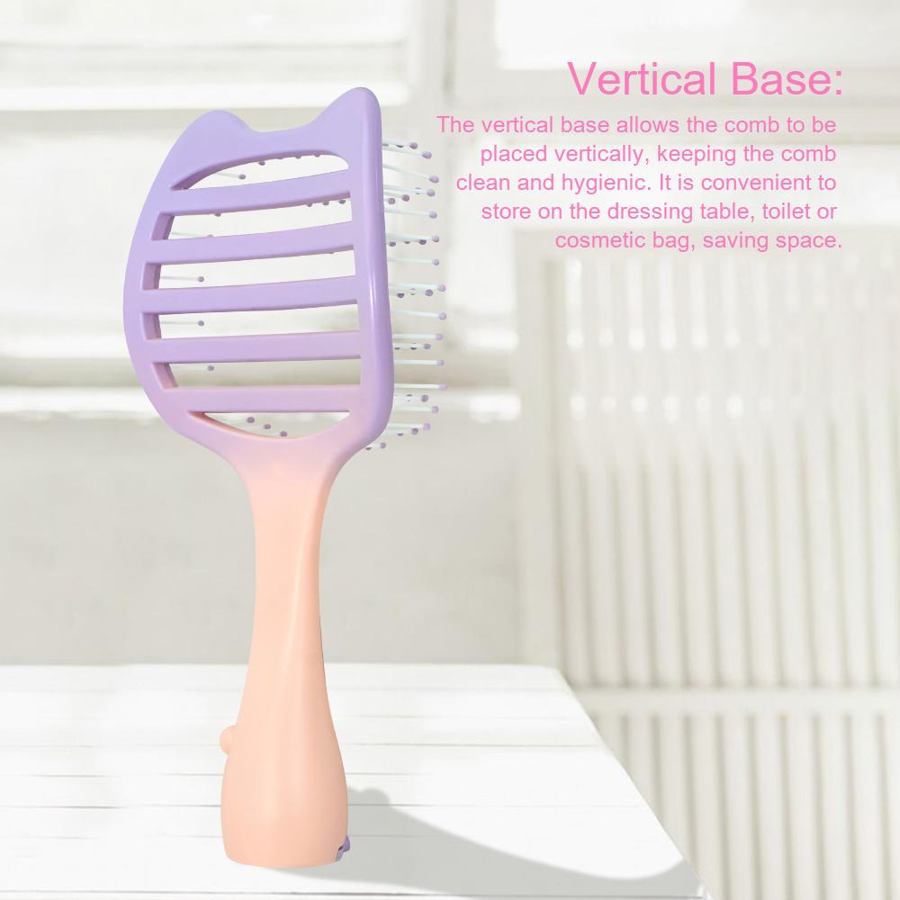 3 Colors Massage Hair Comb Cute Cat Ear Comb Dry Wet Hair Comb Detangler Hairbrush Hollow Out Hair Comb Household Styling Tools