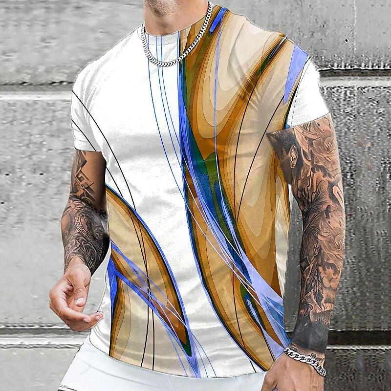 

3D Принт Текущие Золотые Линии Футболки Мужские Короткий Рукав Большой Размер Круглый Вырез Новинка Футболки Уличная Одежда Мужская Винтажная Футболка XS