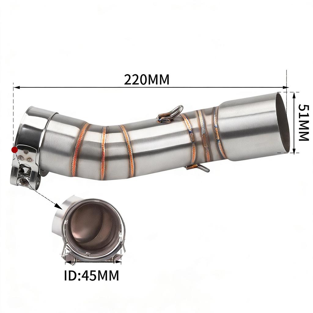 Motorcycle Exhaust Pipe for Chu Liuxiang CLX700, Stainless Steel, 51mm, Small/Medium Section