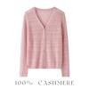 Elegant Women's Cashmere V-neck Cardigan with Hollow Out Design for Autumn/Winter