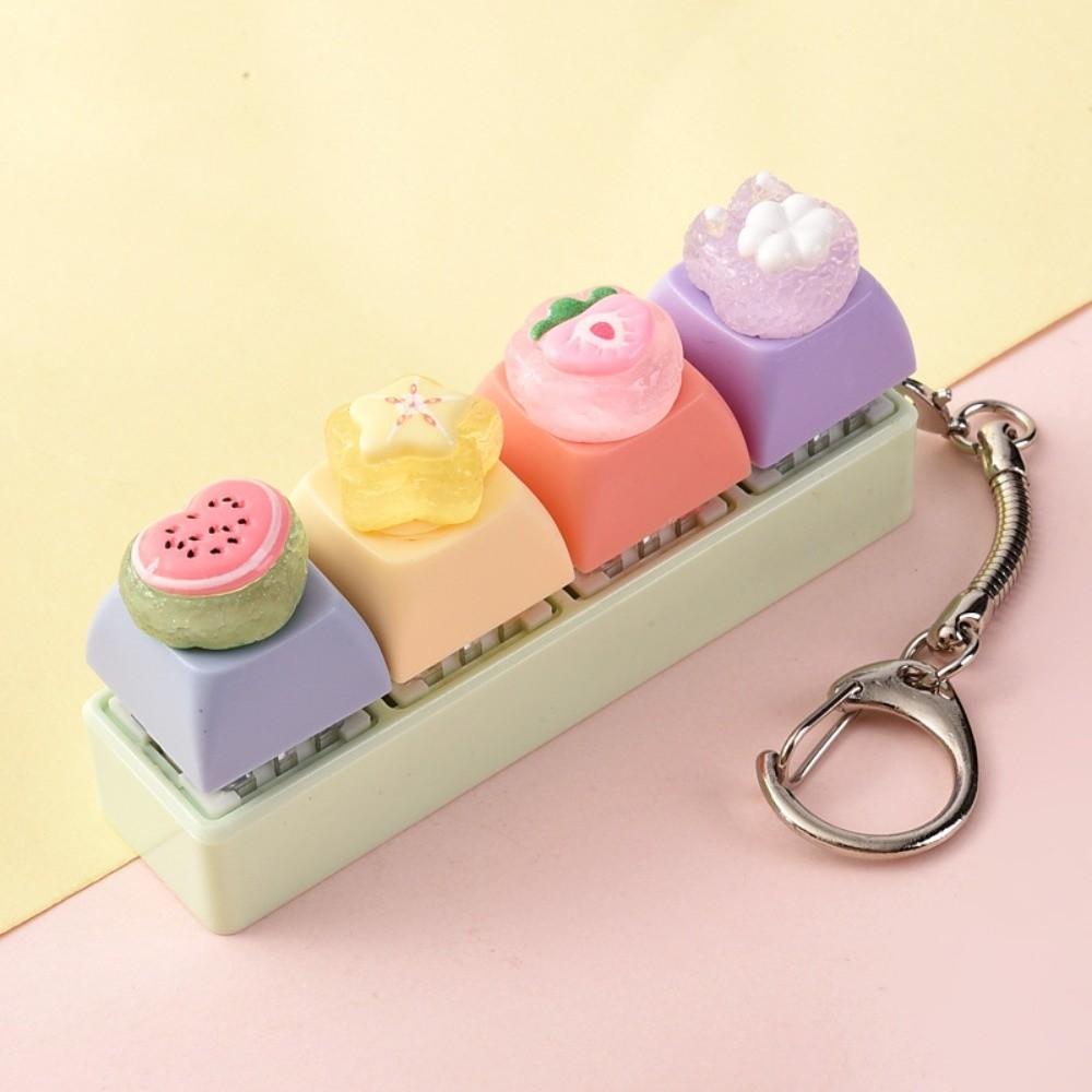 4-Key Reduce Pressure Toy Fruit Mini Keychain Pendant Push Button Keychain Reduce Anxiety