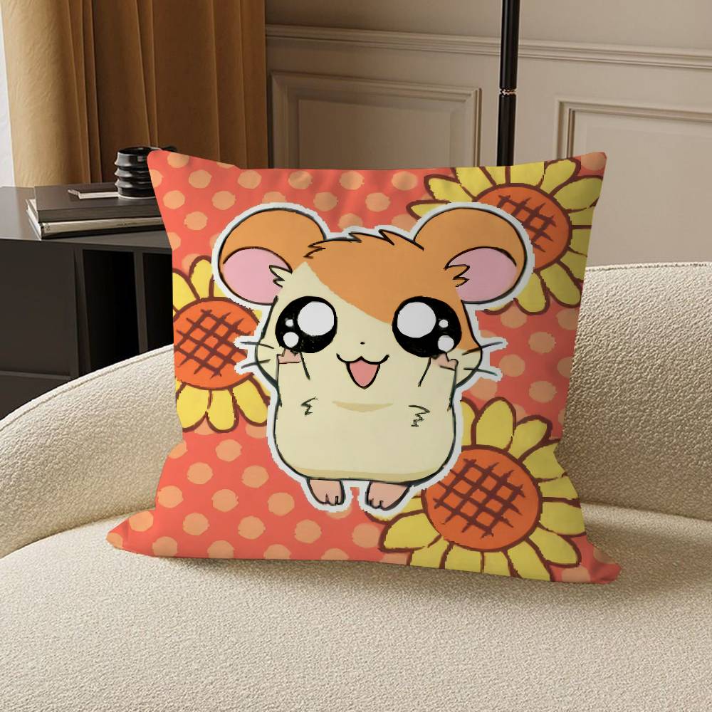 H-Hamtaro Cute Hamster Pillow Gift Home Office Decoration Bedroom Sofa Car Cushion Cover Case 45x45