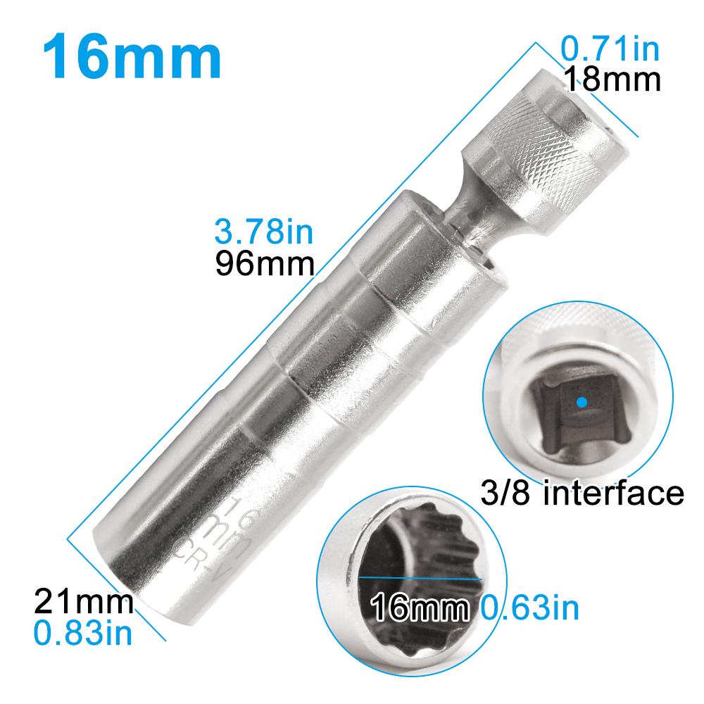Manșon magnetic universal pentru bujii, cu perete subțire, articulație universală 14/16mm, instrument auto de reparare pentru demontarea bujiilor