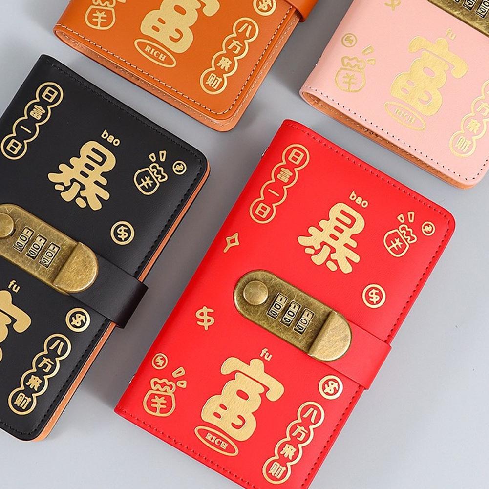 Large Capacity Password Savings Book Good Luck Storage Management Book And Red Financial Bag Po M7N2