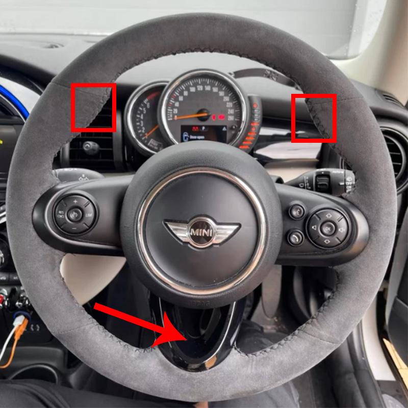 Hand-stitched Suede&leather Full Coverage Car Steering Wheel Cover for Mini Cooper S JCW F54 F55 F56 F57 F60 Countryman