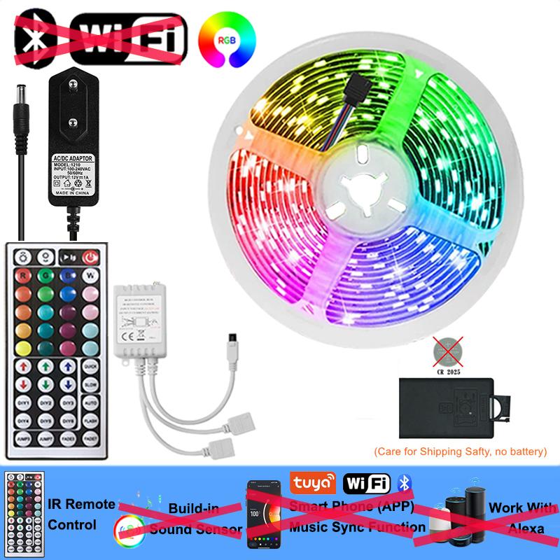 20M 12V Wifi Bluetooth Rgb Led Strip Lights APP Control Music Sync Remote Led Tape Lights Ac100-240V Adaper For Gaming Room