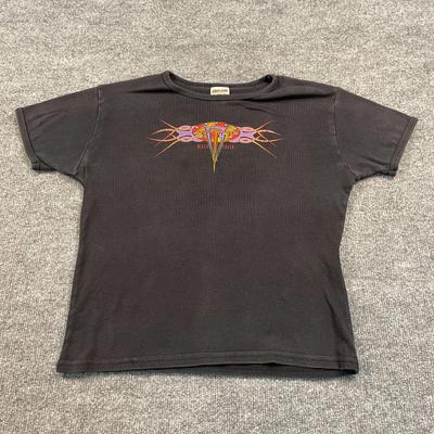 Vintage Y2K Biker-Trash Motorcycle Shirt Womens Small 18x21 Black