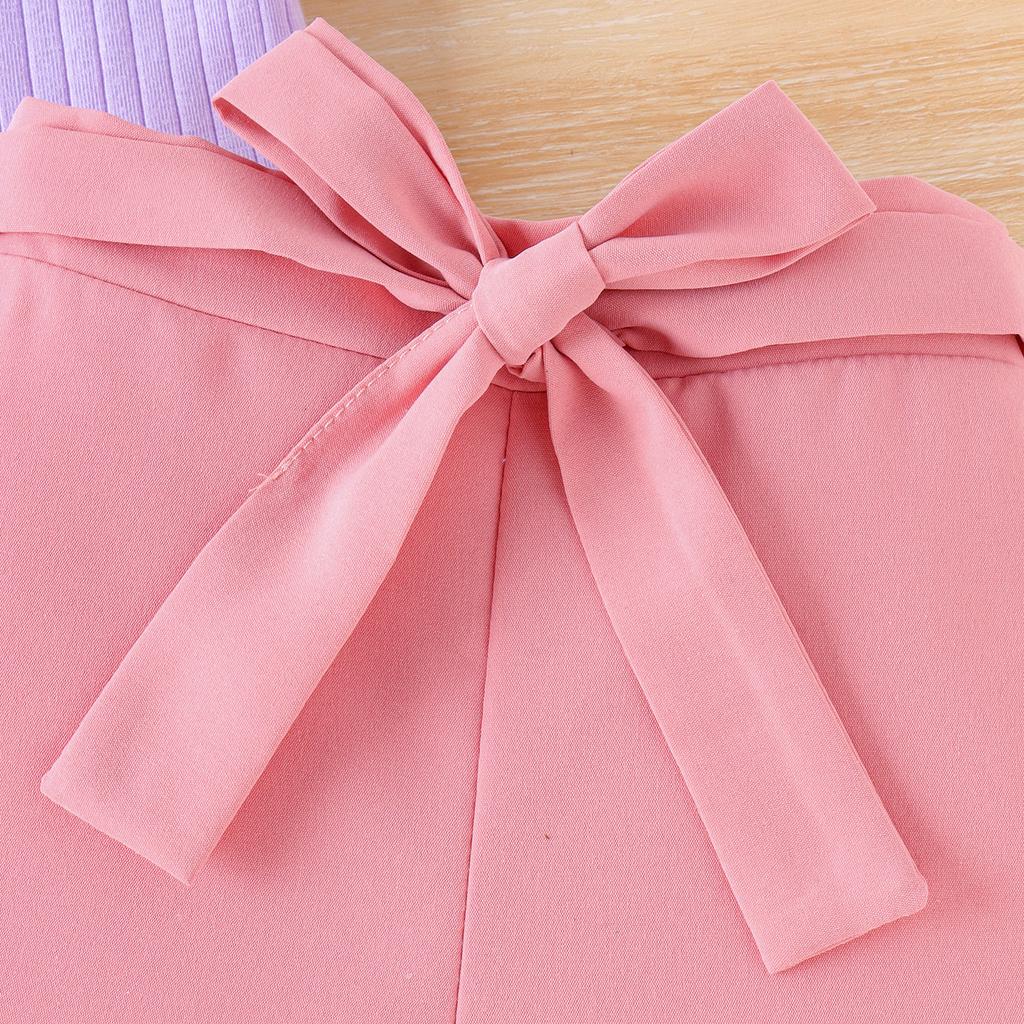 Girls Fashion Suit Spring Summer Kids Casual Cute Lace Vest + Solid Color Shorts with Belt Suit