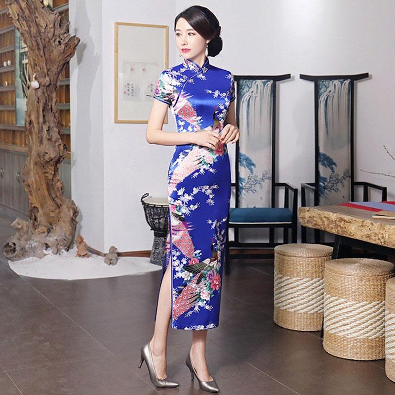 12 Colors Elegant Chinese Cheongsam Dress Women's Traditional Chinese Dress Qipao Costume