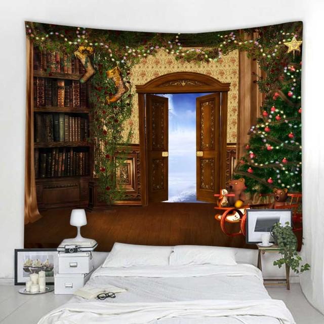 Christmas Tapestry Wall Hanging Christmas Tree Fireplace Decoration Environmentally Friendly Printing Soft Hanging Cloth