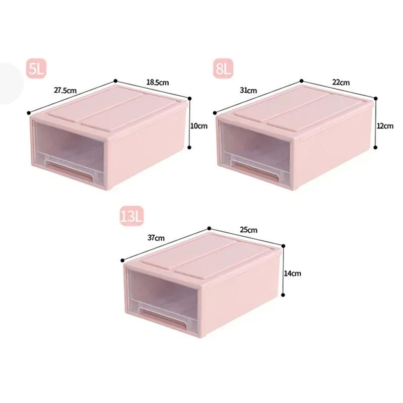 Drawer Slid Storage Box Large Stackable Clothes Storage Container Plastic Clear Underwear Quilt Cabinet Holder Closet Organizer