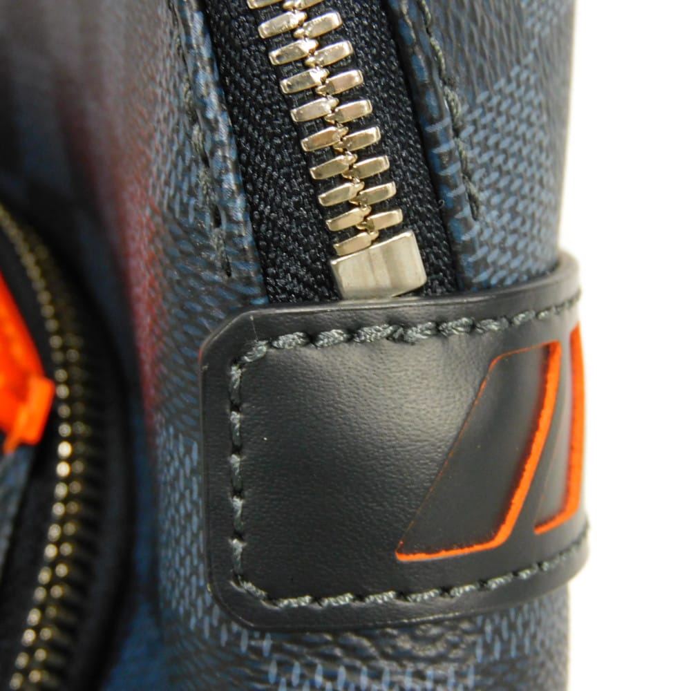Used 12564 Discovery Daypack N40157 7927 Logo Navy 19AW Damier Cobalt Lace Orange Men's from Japan AUTHENTIC