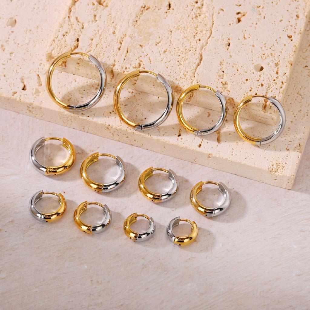 Elegant Titanium Steel Hoop Earrings for Women - Lightweight, Luxurious, Round & Colorfast Accessories