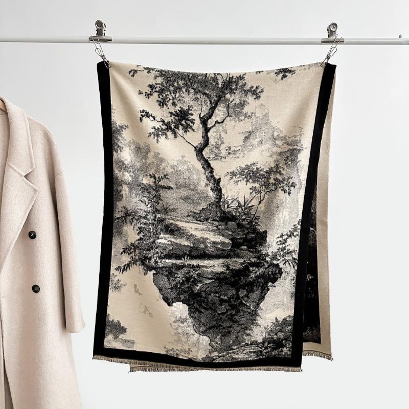 Autumn and winter new retro fashion scarf imitation cashmere warm scarf with shawl