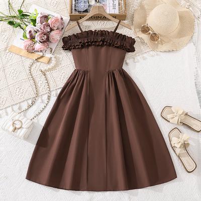 Girls' Fashion Dress Summer Children's Strapless Halter Neck Lace Sweet-Style Dress